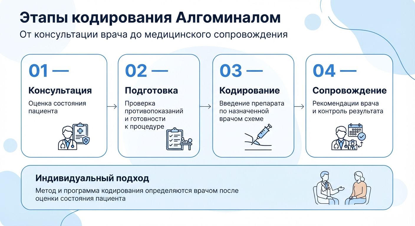 Кодирование препаратом «Алгоминал» в Россоши инфографика